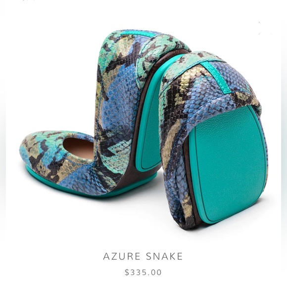 TIEKS Azure Snake Leather Ballet Flats Size 6